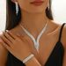 Pinduoduo Water Drop Tassel Earrings Bracelet Three-Piece Set Light Luxury Temperament Clavicle Chain Necklace For Women_ipsvogv.com