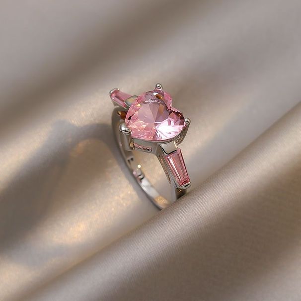 Korean Ins Niche Pink Heart Full Of Diamonds Zircon Light Luxury High-end Princess Closed-end Ring_ipsvogv.com