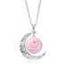 Caring For Women's Health Time Necklace Pink Ribbon Hollow Moon Pendant Jewelry_ipsvogv.com
