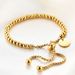 New Ins Gold Stainless Steel Circular Hang Tag Adjustable Bead Engraved Bracelet_ipsvogv.com