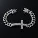 Hip Hop Diamond-Studded Cross-Shaped Chain For Men Trendy Cool Style Cuban Bracelet_ipsvogv.com