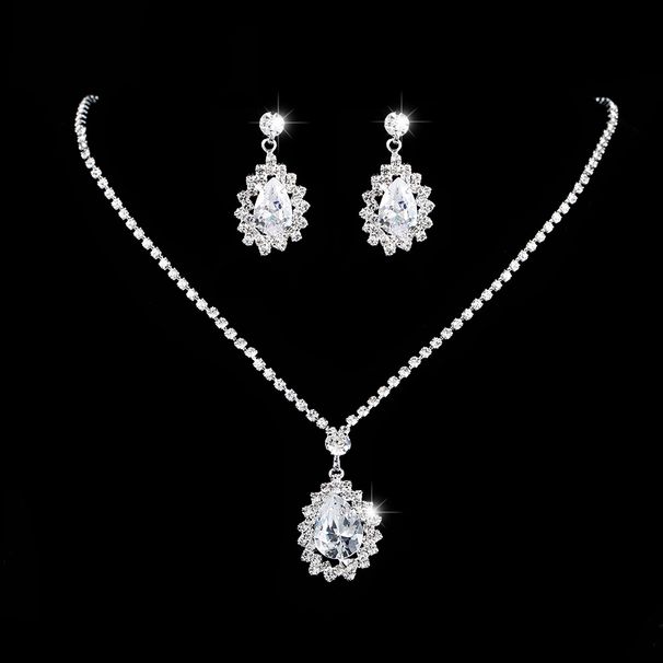 Jewelry & Accessories Zircon Water Drop Necklace Earrings Bracelet Set Accessories Daily Party_ipsvogv.com