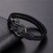 Bracelet men's genuine leather woven titanium horseshoe buckle stainless steel jewelry bracelet_ipsvogv.com