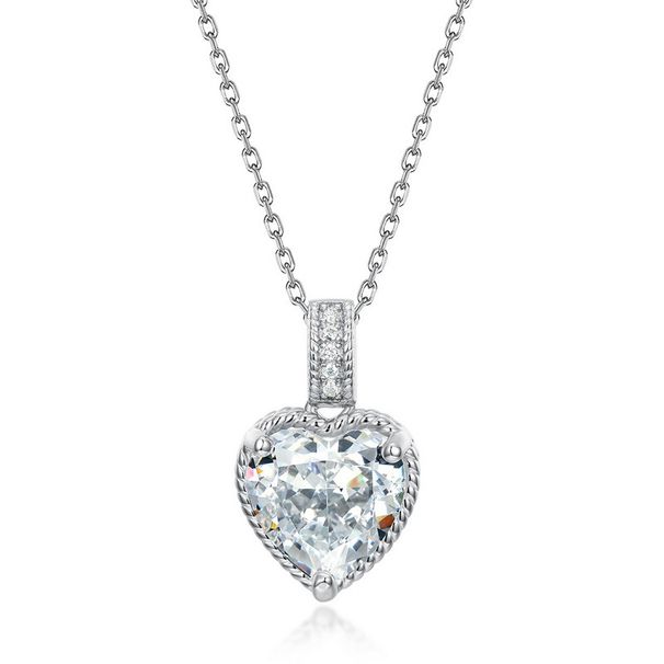 new Love High Carbon Diamond Pendant Female S925 Silver Claw Inlaid Flashing Colored Gem Clavicle Chain Light Luxury Fashion_ipsvogv.com