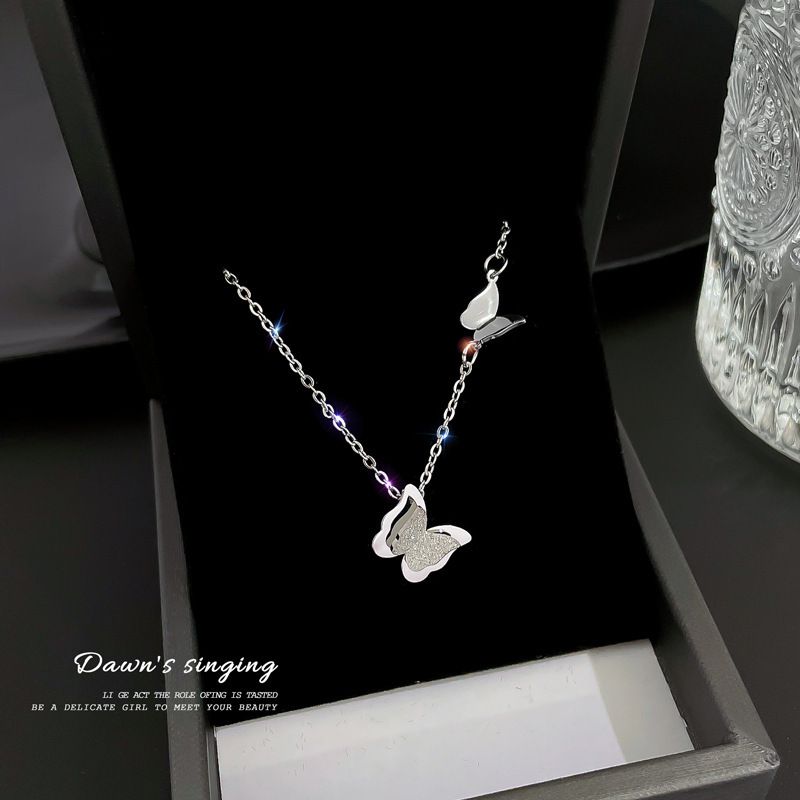 【 Full body titanium steel 】 INS butterfly necklace for women, simple and exquisite, super immortal, niche design, cool_ipsvogv.com