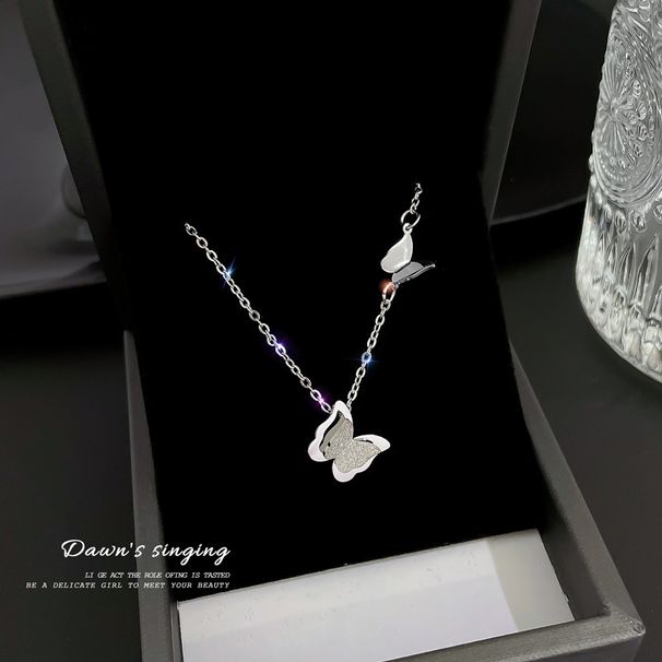 【 Full body titanium steel 】 INS butterfly necklace for women, simple and exquisite, super immortal, niche design, cool_ipsvogv.com