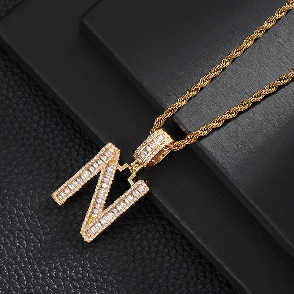 New 26 Letter English Pendant With Copper Inlaid Zircon, Fashionable And Versatile Jewelry Necklace_ipsvogv.com
