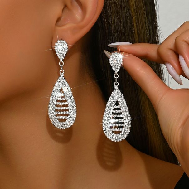 Unisex Heavy Duty Luxury Long Water Drop Earrings For Women Fashion Shiny Rhinestone Temperament Earrings Ear Jewelry_ipsvogv.com