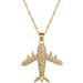 Combat 【 】 Aircraft Light Luxury Charm Gorgeous Full Diamond Necklace Women's Versatile Clavicle Titanium Steel Chain 【 】_ipsvogv.com
