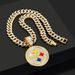 Fashion Jewelry Full Diamond Round Letter Necklace Alloy Rhinestone Pendant Personality Hip Hop Trend Cuban Chain_ipsvogv.com