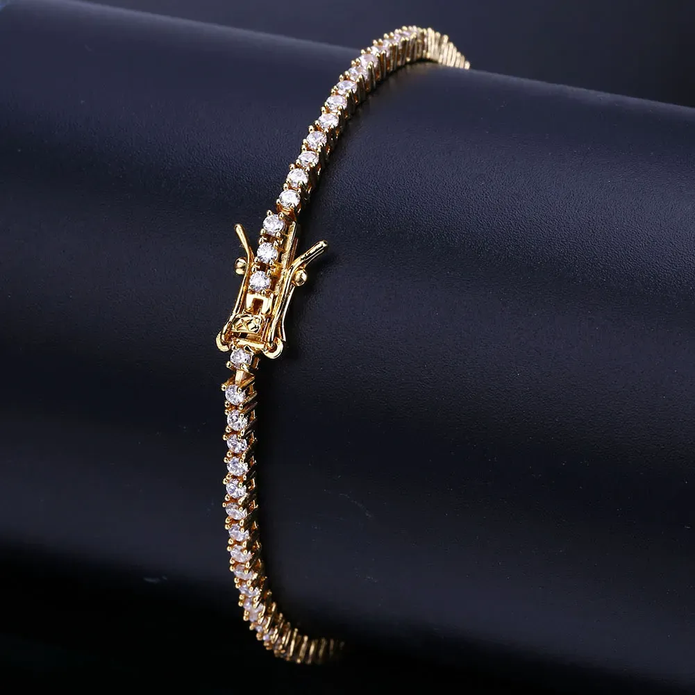 Gold-plated Tennis Bracelet For Men And Women Hip-hop 2.5mm Bracelets_ipsvogv.com