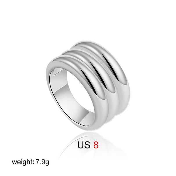 Women’s Jewelry Set Fashion Copper Plated Threaded Smooth RingGold And Silver Mixed Color Multi Layer Fashion Light Luxury Niche Design Ring_ipsvogv.com