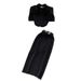Women's Clothing light mature style, bubble short sleeves, single breasted, polka dot chiffon shirt, two piece suit_ipsvogv.com