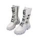 Women's Shoes punk lace up thick soled mid calf boots large size knight boots long boots_ipsvogv.com