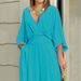 Women's 2023 temperament elegant v-neck bat sleeve wide-leg solid color simple fashion jumpsuit_ipsvogv.com