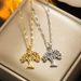 Hollow out Life Tree Necklace Ornament Colorful Diamond Wisdom Tree Pendant Female Gold Collar Chain Color Preservation_ipsvogv.com