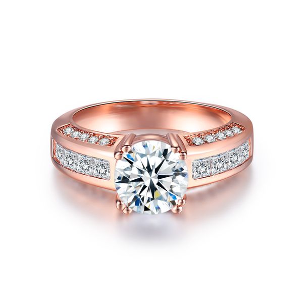 Unisex fashion women's engagement ring zircon plated rose gold_ipsvogv.com