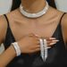 2024 Fashionable Luxurious Full Diamond Shiny Rhinestone Collar Necklace Bracelet Tassel Earrings Set Bridal Accessories_ipsvogv.com