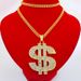Hip Hop US Dollar Symbol Pendant Necklace Exaggerated Personality, Alloy Trendy Men With Diamond Inlaid Gold Chain_ipsvogv.com