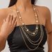 Temperament Pearl Bead Long Necklace Necklaces Hip-hop Metal Multi-layer Chain Accessories For Women_ipsvogv.com