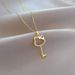 【 】 Cat Bow Key Charm Gorgeous Full Diamond Necklace Women's Versatile Clavicle Titanium Steel Chain_ipsvogv.com