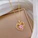 Pink 【 】 Double Layered Love Light Luxury Charm Gorgeous Full Diamond Necklace Women's Versatile Clavicle Chain Titanium 【 】_ipsvogv.com