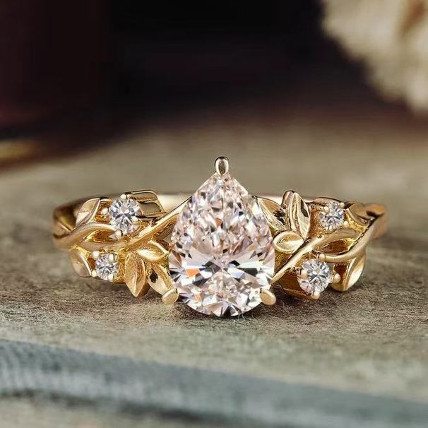 Sanjie's New Branch For Women's Fashionable Water Droplet Zircon Jewelry Flower Ring_ipsvogv.com
