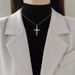 Love 【 】 Cross Light Luxury Charm Gorgeous Full Diamond Necklace Women's Versatile Clavicle Titanium Steel Chain 【 】_ipsvogv.com