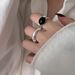Black Zircon Women's Geometric Wave Lines Irregular, Niche, Light Luxury, Open Mouth Personalized Index Finger Ring,_ipsvogv.com