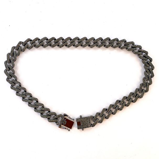 Hiphop Gun Black Miami Cuban Chain 13MM Gray Alloy Full Diamond Necklace Accessories_ipsvogv.com