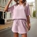 Holiday Daily Women's Simple Style Solid Color Polyester Jacquard Shorts Sets Shorts Sets_ipsvogv.com