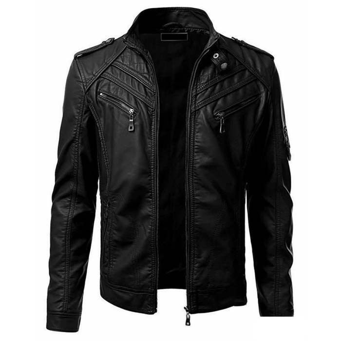 2024 autumn casual leather with men's color patchwork stand up collar jacket_ipsvogv.com