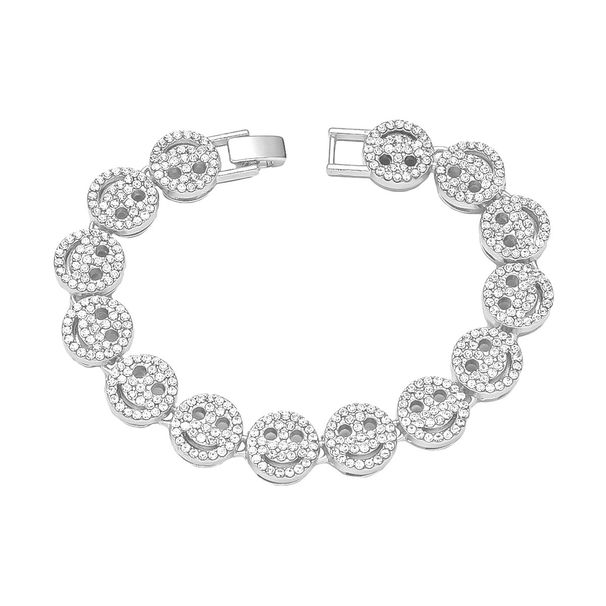 New Hip Hop Full Diamond Smiling Face Bracelet Trendy and Cool Nightclub Bounce Men's Handicraft_ipsvogv.com
