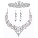 Bridal Rhinestone Crystal Necklace Earring Set Women's Prom Dress Accessories_ipsvogv.com