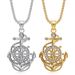 New Hip-Hop Jewelry Titanium Steel Vacuum Gold Plated Diamond-Studded Anchor Pendant Necklace_ipsvogv.com