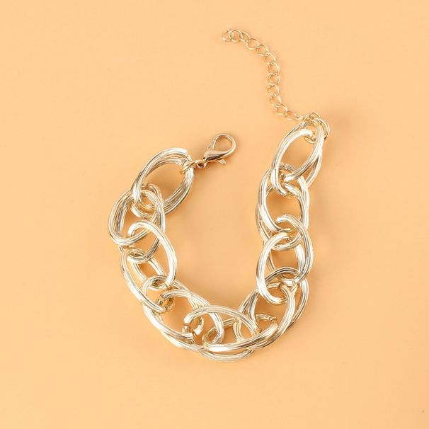 Jewelry Set Creative Retro Punk Style Gold Thick Chain Single Layer Necklace Bracelet_ipsvogv.com
