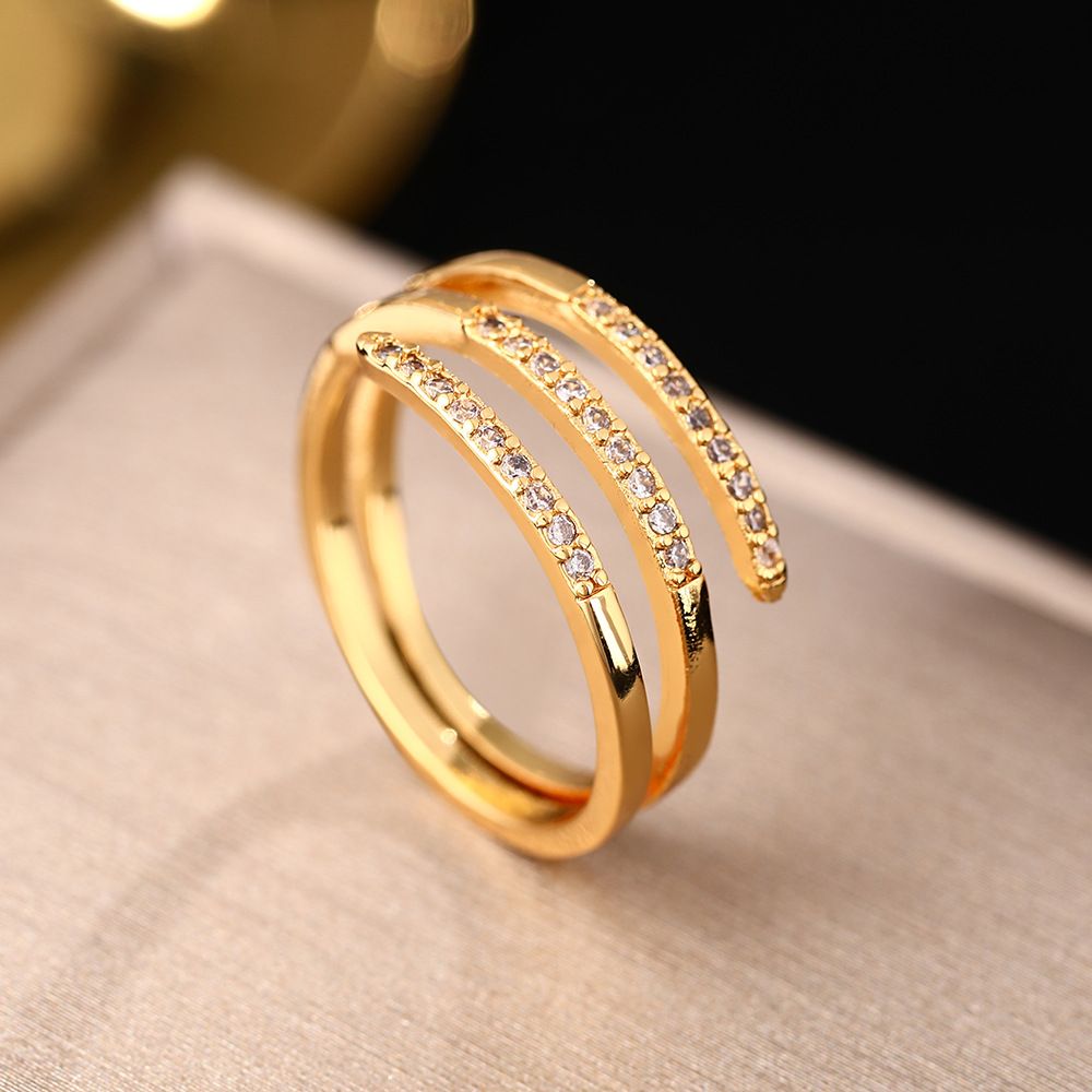 Korean Version Of Multi-layer Interwoven Diamond Inlaid Ring For Women, Exquisite, Simple And Cool Design, Geometric_ipsvogv.com