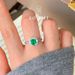 Emerald Zircon Female Niche Design Ring, 2025 New Light Luxury High-end Feeling, Index Finger Opening Ring_ipsvogv.com