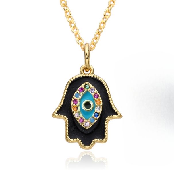 Hot Selling Jewelry Clavicle Chain Oil Drop Zircon Palm Eye Pendant Devil Eye Necklace_ipsvogv.com