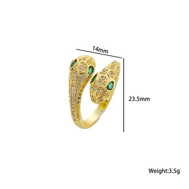 Micro Inlaid Zircon Double Headed For Women, Light Luxury, High-end, Snake Shaped Personalized Index Finger Ring, Niche_ipsvogv.com