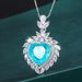 Zhuang Shengsheng Jewelry Copper Bottom Gold Plated Simulation Paraiba Heart Shaped Pendant Ring Set Main Stone * 15_ipsvogv.com
