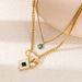 New Jewelry Double-layer Turquoise Titanium Steel Necklace, Light Luxury, Life Tree Square Layered Accessories For_ipsvogv.com