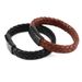 Genuine For Men, Cowhide Woven Cord, Stainless Steel Black Engraved Leather Bracelet With Magnetic Clasp, Trendy_ipsvogv.com