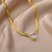 Fashionable White Zircon Titanium Steel Necklace, Women's Gold Simple Heart-shaped Thick Collarbone Chain Accessory_ipsvogv.com