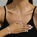 bridal jewelry fashion necklace earrings two piece set water drop diamond jewelry female set necklace simple super flash light luxury_ipsvogv.com