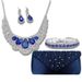 Bridal jewelry blue teardrop necklace earrings bracelet four piece set satin hot diamond evening bag suit female_ipsvogv.com