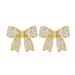 Fashion copper plated real gold inlaid zircon bow earrings temperament style exquisite female ear jewelry_ipsvogv.com