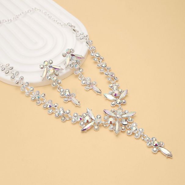 2024 Bride Fashion High-end Crystal Necklace And Earrings Jewelry Two-piece Set_ipsvogv.com