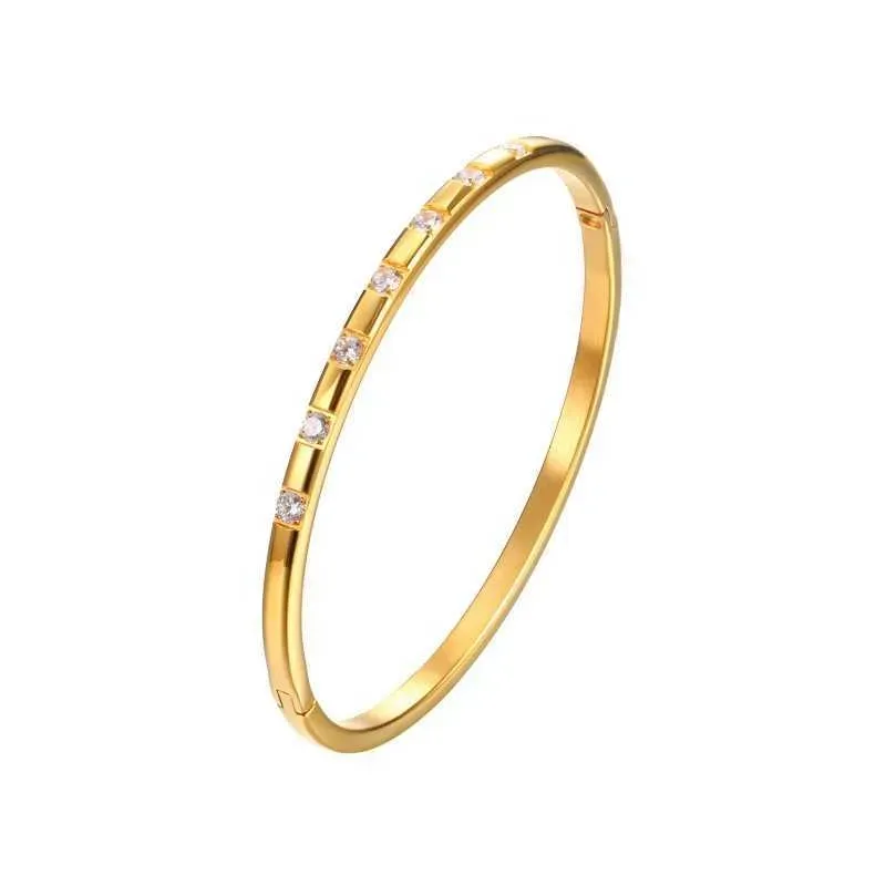 New Waterproof Stainless Steel Stacking Open CZ Cuff Bangles Gold Plated Star Zircon Bracelet Women INS Summer 2022_ipsvogv.com