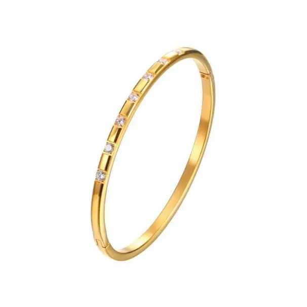 New Waterproof Stainless Steel Stacking Open CZ Cuff Bangles Gold Plated Star Zircon Bracelet Women INS Summer 2022_ipsvogv.com